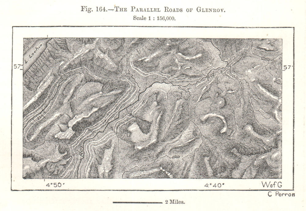 The Parallel Roads of Glenroy. Scotland. Sketch map 1885 old antique chart